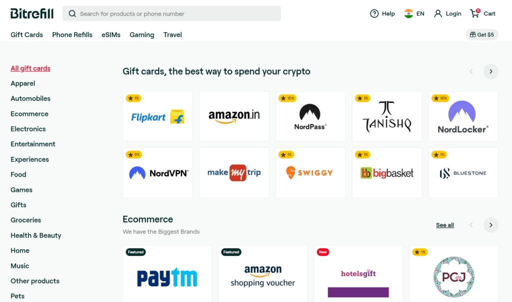 Best Websites To Buy Gift Card With Cryptocurrency 2023 2 bitrefill - Buy giftcards with crypto bitcoin